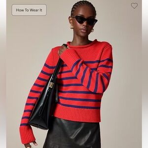 NWOT J.CREW Heritage cotton rollneck sweater size M red blue striped